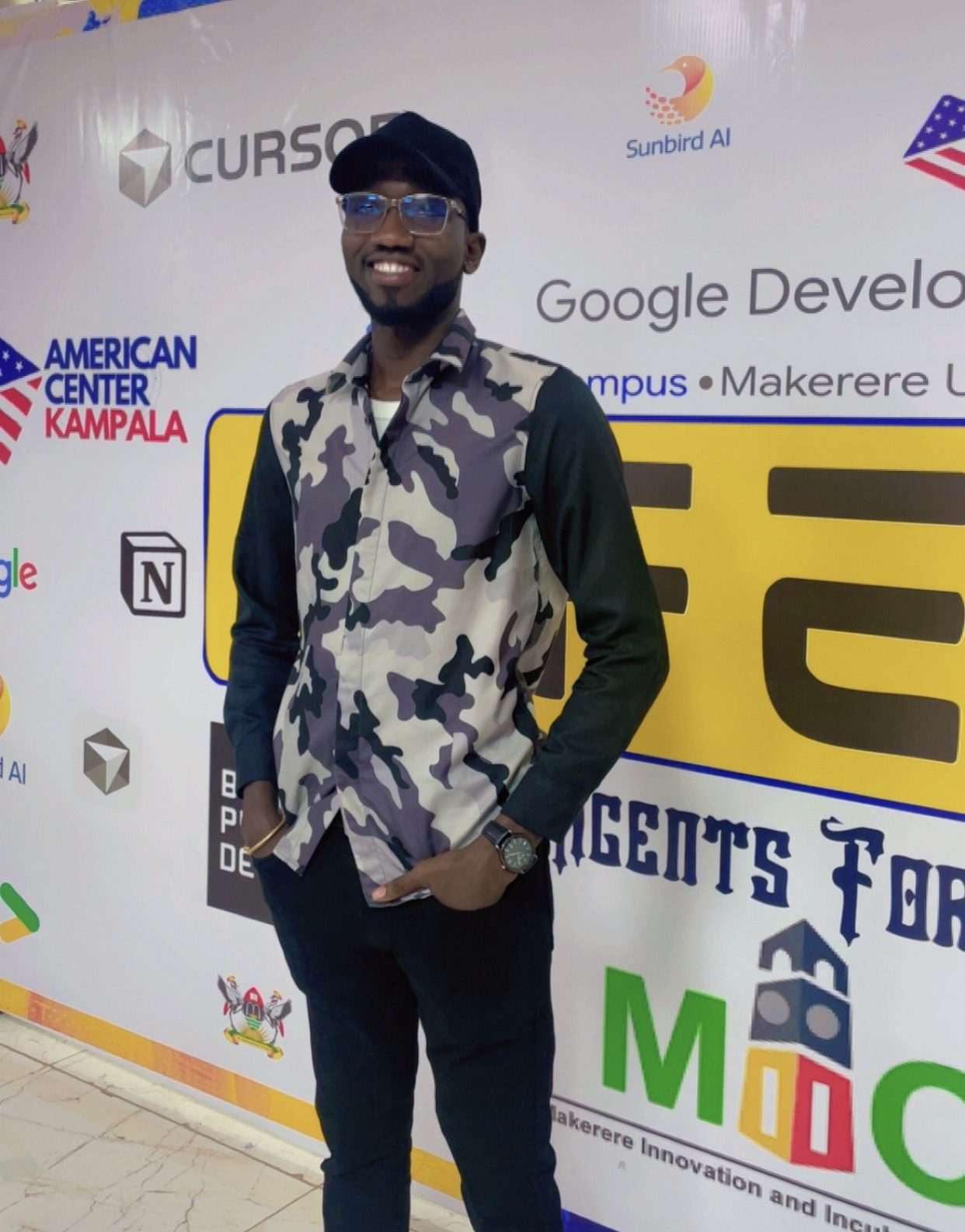 Charles Oriokot at the Google Developer Groups AI Fest at the Makerere Innovation and Incubation Centre